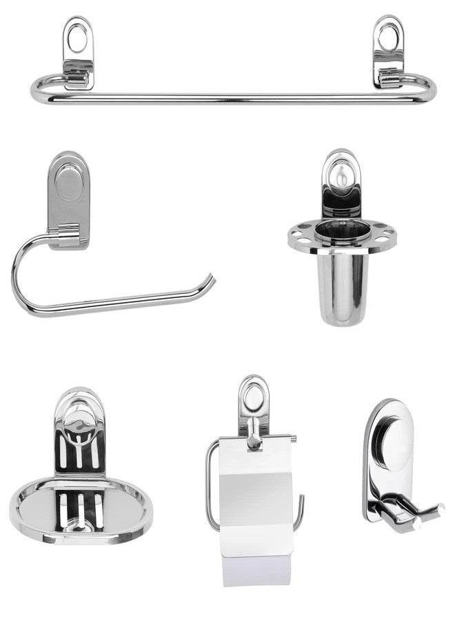 HANDY Stainless Steel Bathroom Accessories 6 pcs Set Towel Rod - 24" | Towel Ring | Soap Dish | Toothbrush Holder | Rob Hook | Paper Holder | Bathroom Hardware Heavy Duty Wall Mounted - Image 2